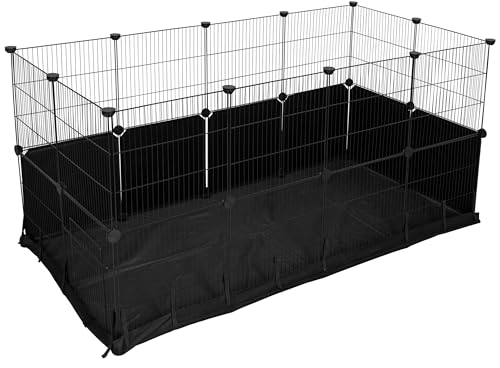 Kerbl Pet Indoor Gehege Hoppla, schwarz, 144x72x72 cm, Kleintiergehege, Laufstall, Metall pulverbeschichtet, Nager, Kaninchen, Hasen