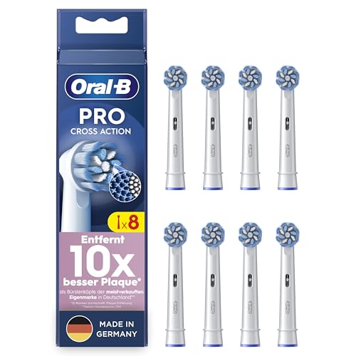 Oral-B Pro Sensitive Clean – ORIGINAL Aufsteckbürsten für Elektrische Zahnbürste – Sanfte Zahnreinigung, Ersatzbürsten mit X-Förmige Borsten, Zahnbürstenaufsatz, Made in Germany – Weiß, 8 Stück