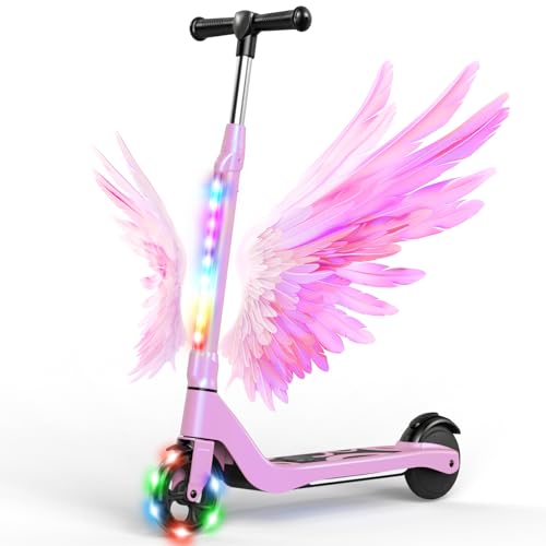 SISIGAD E Scooter Kinder für 6-10 Jahre, E Roller Kinder 5.3 Zoll Kinderroller mit Blinkende LED-Leuchten & 3 Einstellbare Höhe, Elektroroller Kinder 45W Motor Max 10km/h, Maximale Belastung 70kg