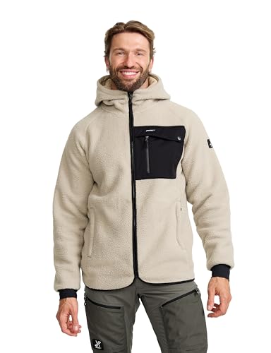 RevolutionRace Sherpa Hoodie für Herren, Outdoor Fleecejacken perfekt für Wanderungen und Outdoor-Abenteuer, Beige Khaki, XL