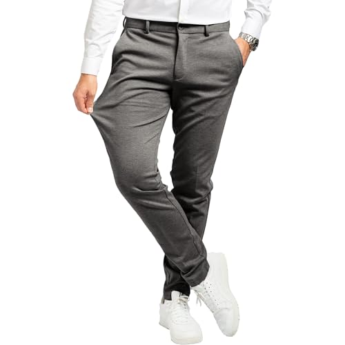 Performance Pants Herren Dunkelgrau (Größe 33W/32L) - Stilvolle Herren Hosen Stretch - Chino Hose Stretch - Stilvolle Anzughose - Modische Praktische Männer Hosen für Business & Freizeit