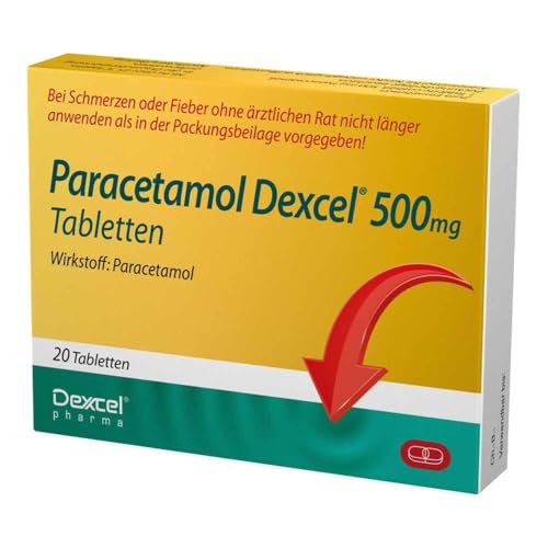 Paracetamol Dexcel 500 mg Tabletten bei Schmerzen und Fieber, 20 St. Tabletten