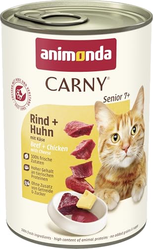 animonda Carny Senior Rind + Huhn mit Käse (6 x 400 g), Katzennassfutter für ältere Katzen ab 7 Jahren, Senior Nassfutter mit 100 % frischen Zutaten, Katzenfutter ohne Getreide und Zucker
