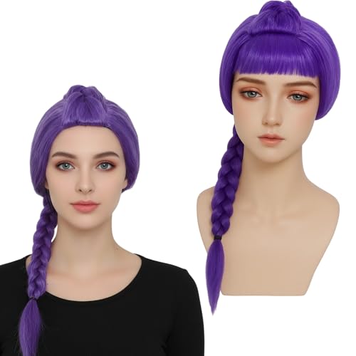 Perücke, Demon Hunters Kostüm Perücke, Lila Zopf Perücke für Demon Hunter Figuren, Halloween Kostüm Zubehör ﻿