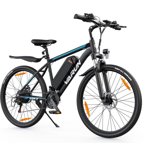 VARUN E-Bike Mountainbike 26 Zoll, Elektrofahrrad für Herren Damen, 250W Motor (55Nm), 48V 374,4Wh Akku, 40-70km Reichweite, 21-Gang, Ebike mit Schutzblechen, M26-2