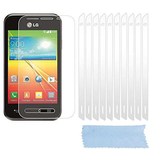 Cadorabo Displayschutzfolien für LG L40 - Schutzfolien in HIGH CLEAR - 10 Stück hochtransparenter Schutzfolien gegen Staub, Schmutz und Kratzer