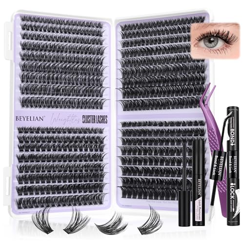 BEYELIAN Wimpern Cluster Set, D-Curl Volume Lashes, Wimpern Extensions