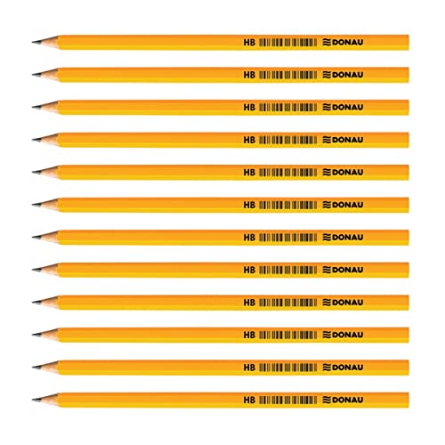 DONAU 7383001PL-99 Bleistift Holz/HB Bleistifte / 12 Stück / 12er Pack/Ungiftig/Farbe: Gelb