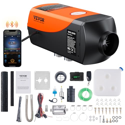 VEVOR Luft Dieselheizung Standheizung 12 V 2 kW, Luftheizung Air Diesel Diesel Standheizung Lufterhitzer, 0,12–0,26 L/Std. Dieselheizung mit LCD-Display & Fernbedienung & Bluetooth-APP