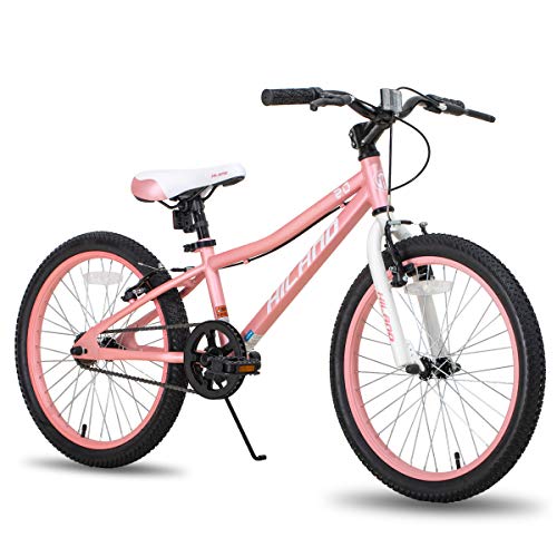 HILAND Climber 20 Zoll Kinderfahrrad Kinder Fahrrad MTB Mountainbike für 5 6 7 8 9 10 Jahre Jungen Mädchen Kinder Jungs mit V-Bremse Single Speed Rosa