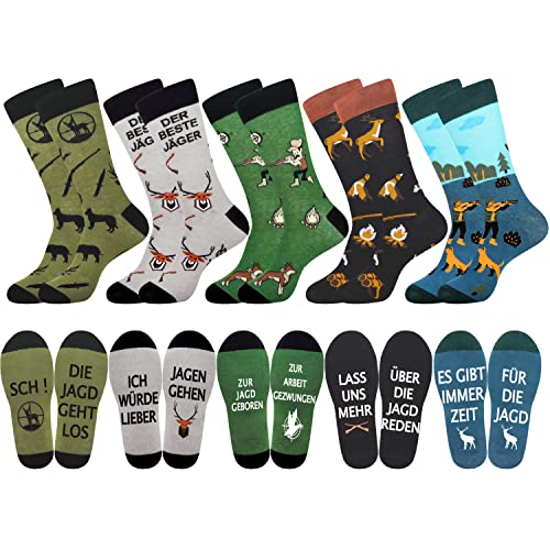 Belloxis Jagd Geschenke Jäger Geschenke für Manner Jäger Zubehör Bunte Socken Herren 43-46 Baumwolle Motiv Socken Kuschelsocken Wadenstrümpfe