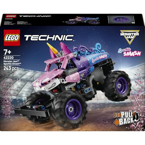 LEGO Technic Monster Jam Sparkle Smash mit Rückziehmotor 42220 | Spielzeug ab 7 Jahren für Jungen, Monstertruck und Einhorn Monster Truck Spielzeug, kreatives Geschenk, 243 Teile