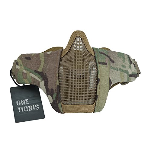 OneTigris Faltbare halbe Gesichtsschutz Maske Mesh Maske für Softair Paintball CS (Multicam)