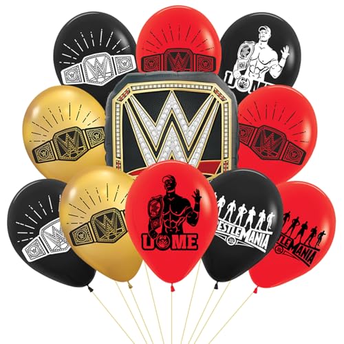 Boxen Geburtstagsdekorationen Kampf Sport Wrestling Boxer Mottoparty Zubehör, Geburtstag Luftballons, Wrestling Gürtel, schwarz-rote Luftballons, Deadpool Geburtstag Deko, Kampfer, Boxen Sport