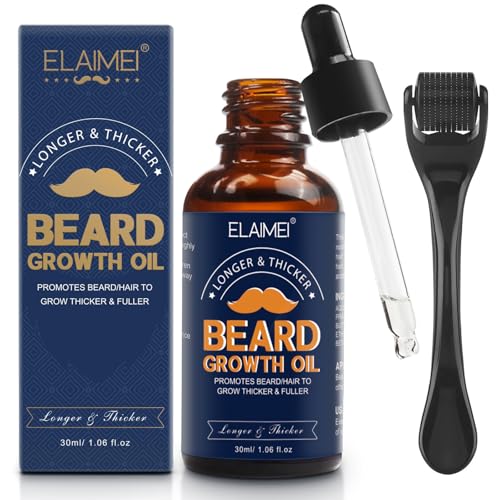 Bartwuchs-Set - Beard Growth Kit - Haarwuchs-Kit für Männer - Hair Growth Kit for Men - Bartwuchs Kit mit Bartroller - Beard Growth Infused with Bitoin - Verdicken und stärken für Haarwuchs