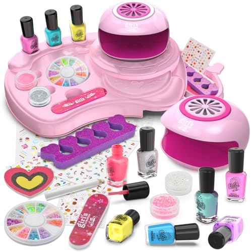 LemonDream Nagelstudio Kinder, Geschenk Mädchen 6 7 8 9 10 11 12-Jahre Kind für Nagellack Set, Geschenke für Kinder Make-up Set für Geburtstag Weihnachten Halloween Party