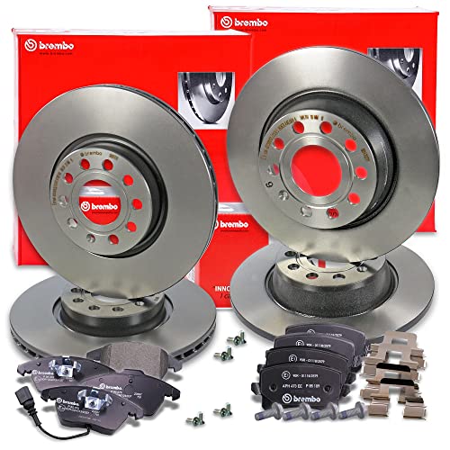 BREMBO Coated Disc Line Bremsenset inkl. Bremsscheiben Vorne Ø 312 mm Belüftet + Hinten Ø 282 mm Voll + Bremsbeläge Vorne und Hinten + Verschleißkontakt