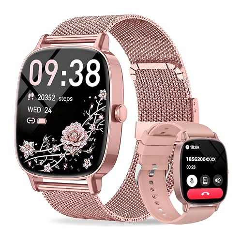 coioc Smartwatch Damen mit Telefonfunktion, 1.85 Zoll HD Fitnessuhr, 120+ Sportmodi, Herzfrequenz & Schrittzähler, IP68 Wasserdicht, kompatibel mit iOS & Android, rosa
