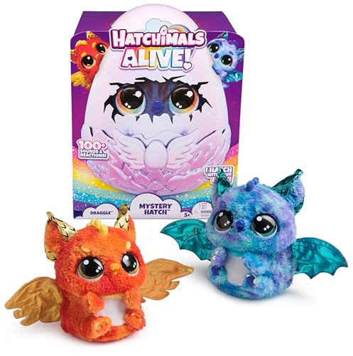 Hatchimals Alive Mystery Ei Draggle - magisches selbstschlüpfendes Ei ca. 25 cm groß mit interaktivem Überraschungs-Plüschtier, für Kinder ab 5 Jahren