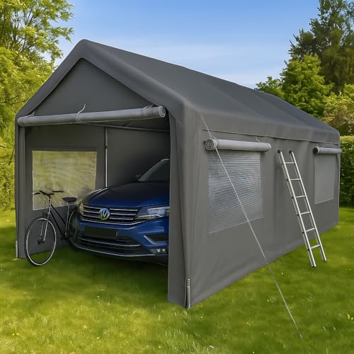Fahrzeugzelt 3x6m mit Rollfenstern – Winterfest, Wasserdicht, Robustes Stahlgestell, Ideal als Carport, Garage oder Lagerzelt