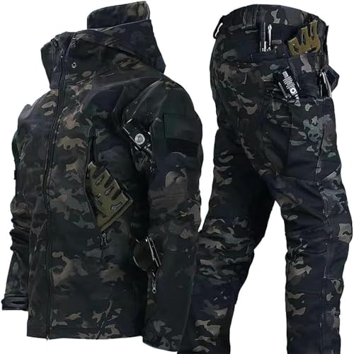 Gvqng Taktischer Anzug, Taktische Jacke Und Hose FüR Herren, wasserdichte Armee-Kampfanzug-Sets, Taktische Tarnkleidung FüR Die Jagd, Kampfjacke Und -Hose FüR Herren,02,M
