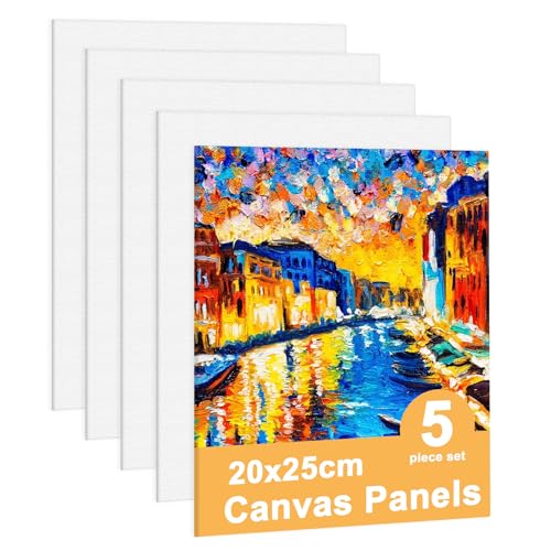 AWAMRWA Leinwand Zum Bemalen - Vorgespannte Leinwände für Acrylfarben 5 Stück 20x25cm Keilrahmen Leinwände Zum Malen Canvas Painting 3mm Starkem Malkarton Geeignet Für Acryl und Öl