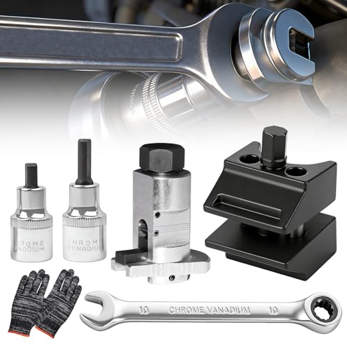 Federbein Spreizer Set 4-tlg – Radlagergehäuse Spreizer aus gehärtetem Stahl, inkl. Handschuhe & Schraubenschlüssel, Werkzeug für Federbein- und Stoßdämpfer Reparatur, Für PKW, SUV & Transporter
