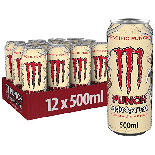 Monster Energy Pacific Punch - koffeinhaltiger Energy Drink mit erfrischendem Punsch-Geschmack aus Himbeere, Guave und Kirsche - in praktischen Einweg Dosen (12 x 500 ml)