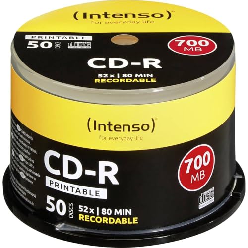 Intenso CD-R Rohlinge 700MB 52x 50er Spindel Cakebox bedruckbar