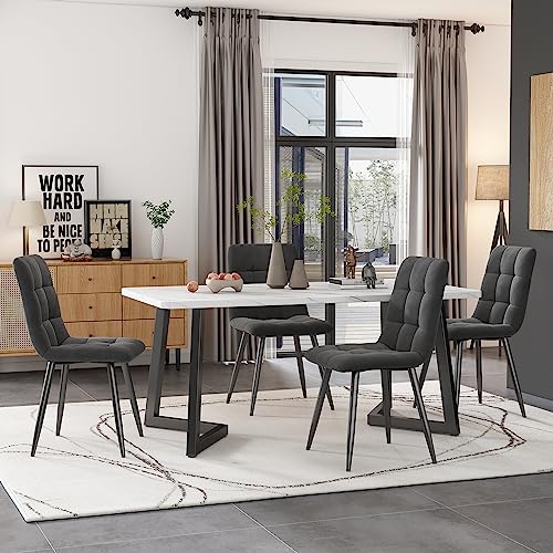 Ymkua Esstisch mit 4 Stühlen Set, 117x68x75 cm Rechteckiger Esstisch, Esszimmergruppe, Moderne Küche Esstisch Set, Esszimmerstuhl Küchenstuhl Sets, Küchentisch Set für Wohnzimmer und Küche (Gray)