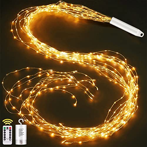 Joycome Lichterschweif 2M 200 LED Weihnachtsbeleuchtung mit Batterie, Timer, Fernbedienung, Lichterstrang 8 Modi Wasserfall Lichterkette Wasserdicht Lichterbündel für Weihnachten Außen Innen Deko