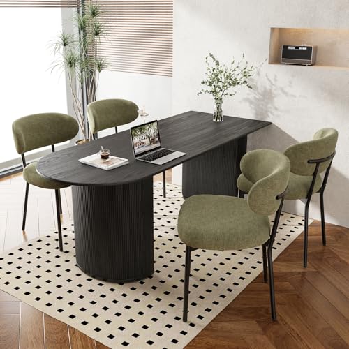 MALOL Gepolsterte Esszimmerstühle 4er Set – Moderner Stoff, Gebogene Rückenlehne, gepolsterter Sitz, stabile Metallbeine – Design-Stühle für Küche, Esszimmer, Wohnzimmer – Grün