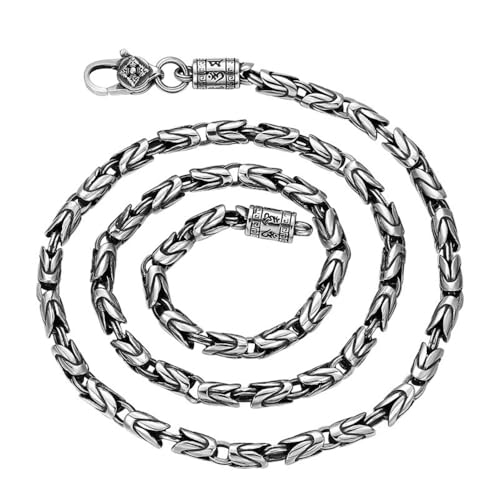 4mm Runde Königskette 925 Sterling Silber Byzantinische Kette Halskette mit Vajra Dorje Verschluss für Herren 60cm