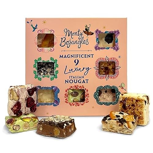 Monty Bojangles Magnificent Nougat Schokolade, 9 Stück, 135 g, 9 Sorten Luxuriöse Italienische Spezialitäten aus Nougat, 9 Geschmacksrichtungen, Auswahl Italienische Süßigkeiten