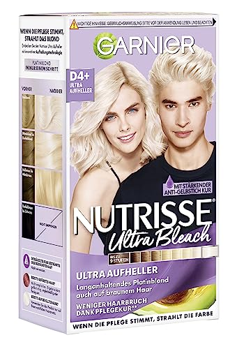 Garnier Nutrisse Aufheller für jedes Haar, Bleaching Creme für Aufhellung bis zu 9 Stufen und gegen Gelbstich, Ultra Bleach, D4+