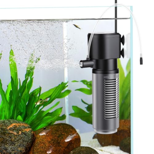 AQQA Aquarium Filter, 360L/H Einstellbarer Aquarium Filterpumpe, 4.5W Leiser Aquariumfilter für kleine Tank bis zu 90L