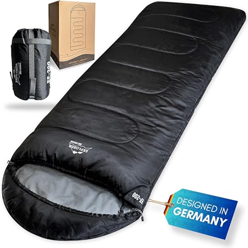 EXPLORER® EF-200 XXL Deckenschlafsack -18°C +3°C [400GSM] Schlafsack Gäste Decke 3-4 Jahreszeiten 220 x 80 cm Winter Erwachsene ideal für Outdoor, Camping, Trekking, Festival und Reisen PFC-frei