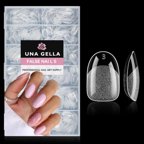 UNA GELLA Kurze Ovale Nageltips für Gelnägel, 504 Stück 12 Größen Press on Nails Halb Matt Kurze Oval Nagelspitzen Nägel zum aufkleben, Einfache Nagelverlängerung für Ovale Künstliche Acryl Nägel