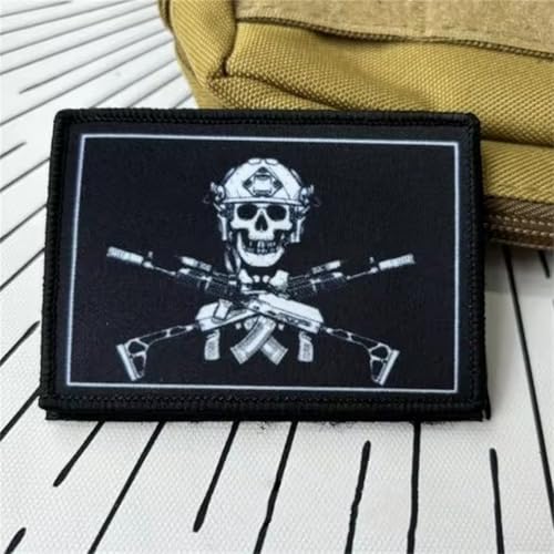 Klett Patches, Schädel Aufnäher Drucken mit Klettverschluss, Klettbänder Moral MilitäR Patches Aufkleber für Rucksäcke, Jacken, Jeans, Kappen, Kleidung