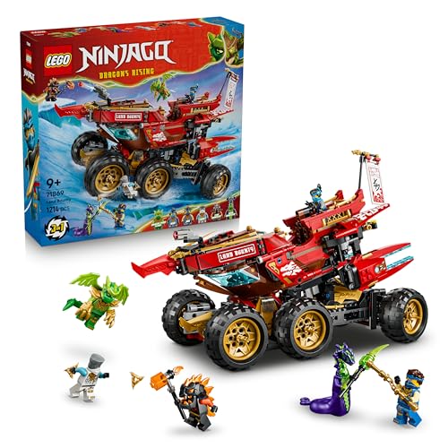 LEGO NINJAGO Wüstensegler - 3-in-1 Ninja-Spielset, umwandelbar in fliegendes Boot, Auto & Motorrad - inkl. 6 Minifiguren - Geschenkidee für Jungen ab 9 Jahren und Dragons Rising Fans - 71869