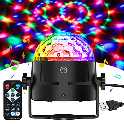 Gobikey Discokugel, 360° Rotierende Musik Activated Discolicht LED Party Lampe mit Fernbedienung- 3W RGB Dynamisch Disco Lichteffekte, 4M/13ft USB,Partylicht für Party/Halloween/Hochzeit