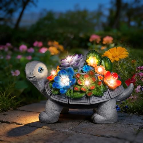Linkax Solar Schildkröte Gartendeko für Draußen: Geburtstagsgeschenk für Frauen, Mama Oma Geschenk, Frühlingsdeko mit 7 LED Licht Balkon Home Decoration Muttertagsgeschenke