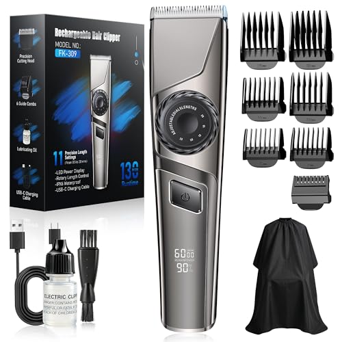 Haarschneidemaschine Profi, Haarschneider USB C-Ladung Trimmer Herren LED Anzeige, IPX6 Wasserdichte Präzisionstrimmer, <65 dB, Profi Barber Set für Herren zu Hause & Friseurladen USB C Kit