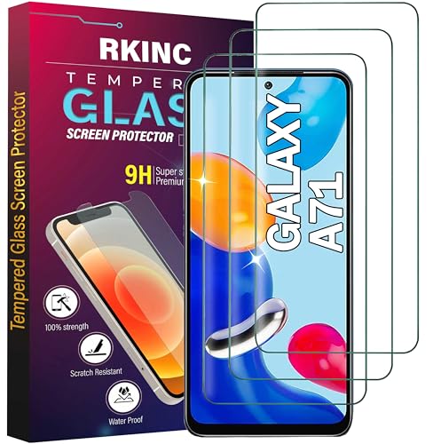 RKINC 3 Stück, Panzerglas Schutz Glas für Samsung Galaxy A71, Note 10 Lite, Panzer HD Displayschutzfolie, 0,33 mm kratzfest, splitterfrei, blasenfrei, lebenslangeGarantie
