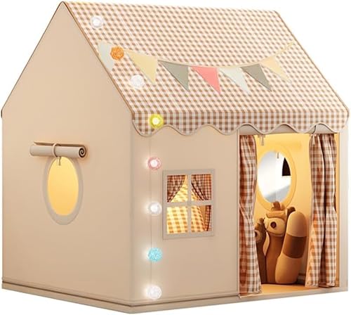 Kinder Spielhaus Indoor,Kinder Bettzelt,Spielzelt für Drinnen,Prinzessin Zelt mit Fenstern, Kinderspielhaus, Kuschelecke Kinderzimmer Dekor(Neutralen Farben)