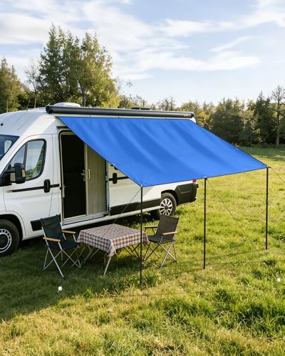 SUPAREE Sonnensegel Markise Wohnmobil Wohnwagen Markise 3m Sonnensegel Wohnwagen mit Keder 210D Oxford mit 3 Kederschiene UV-Schutz Wasserdicht für Camper Van 3 x 2,4m