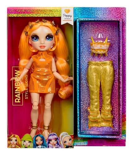 Rainbow High Style Icons Poppy – 28 cm Modepuppe mit Langem, Kämmbarem Haar, Zweitem Outfit, Passender Tasche und einem Zweiten Paar Schuhe, Beweglich mit 13 Gelenkpunkten