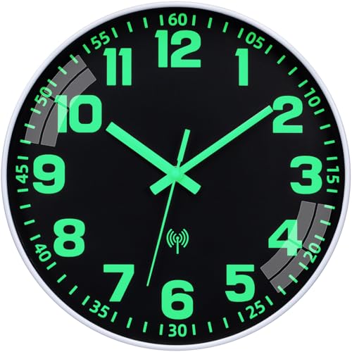 Warminn Wanduhr Leuchtend Funkuhr Wanduhr Ohne Tickgeräusche Lautlos 30cm Quarz Modern Groß Batterie Einfach zu Lesen für Zimmer Zuhause KüChe Schlafzimmer Büro Schule