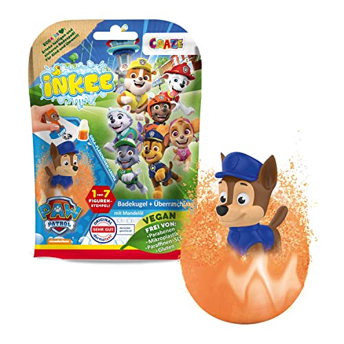 INKEE Surprise Paw Patrol - Badebombe Kinder mit Überraschung, Badekugel 80g mit Paw Patrol Figuren Kinder Stempel, Cola-Gummi Duft, Schaum-Effekt