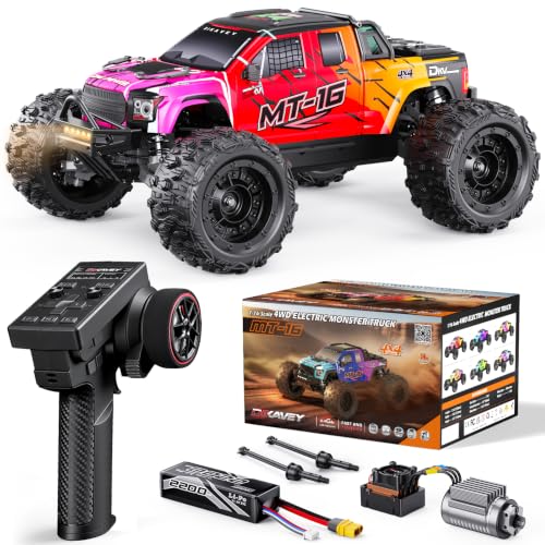 DIKAVEY 1/16 50 MPH bürstenloser 4WD RC-Truck, aufrüstbare All-Terrain-Fernsteuerungsautos mit 3S-Batterie, wasserdichter, schneller Offroad-RC-Truggy für Erwachsene
